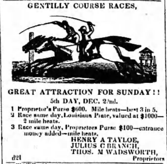 Fair Grounds Race Course & Slots — Gentily Race Course 5th Day 1839