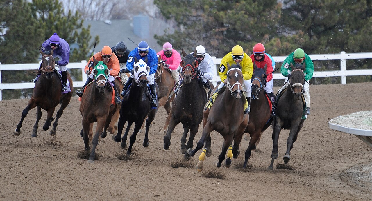 Fonner Park — Horse race at Fonner Park, Grand Island, Nebraska.
Comin' round the bend.