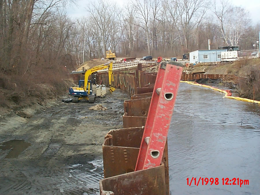 Housatonic River — View of a General Electric Superfund cleanup site in Pittsfield. Massachusetts. Housatonic River, "1/2 Mile Removal" site, cleanup